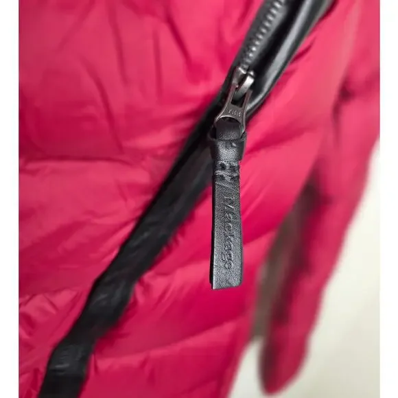 Mackage Queren convertible down puffer coat vest leather trim - red - small - Picture 3 of 16